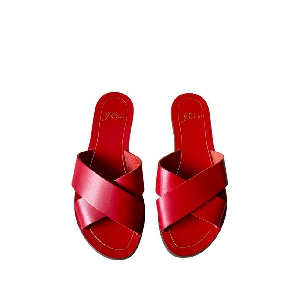J. Crew Cypress Sandals Slides Size 7 Red Leather - image 1